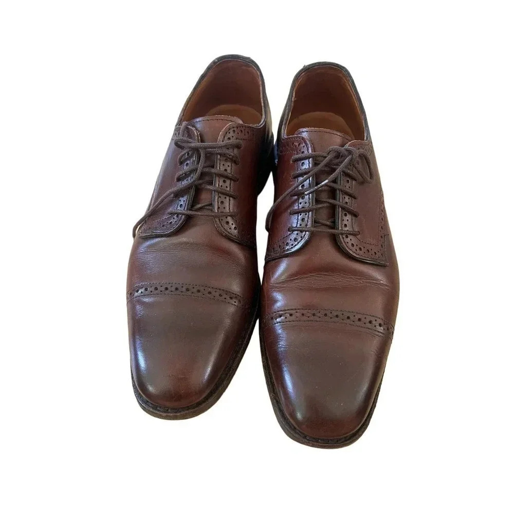 Allen Edmonds Yorktown Derby Brown Leather Cap-Toe Lace Up Dress Shoes Size 8